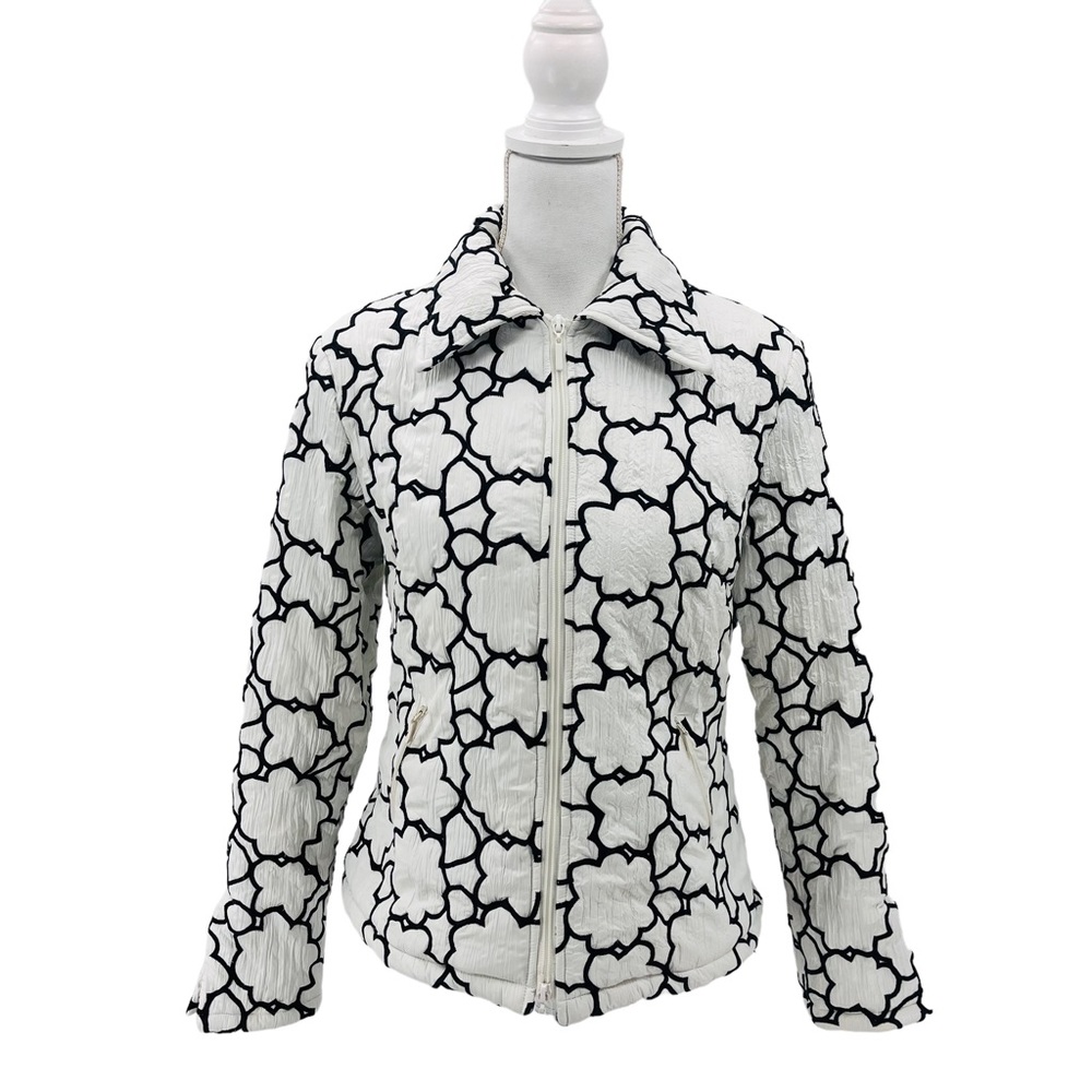Samuel Dong Embroidered Puffer Jacket M Artwear Crinkle White Black Lightweight